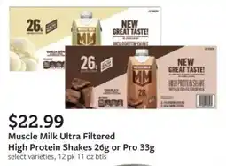 Fareway Muscle Milk Ultra Filtered High Protein Shakes offer