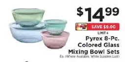ShopRite Pyrex 8-Pc. Colored Glass Mixing Bowl Sets offer
