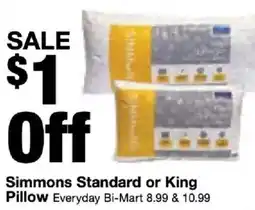 Bi-Mart Simmons Standard or King Pillow offer