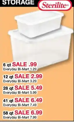 Bi-Mart Sterilite storage containers offer