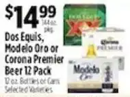 Pioneer Supermarkets Dos Equis, Modelo Oro or Corona Premier Beer offer