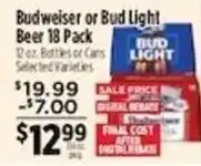 Pioneer Supermarkets Budweiser or Bud Light Beer offer