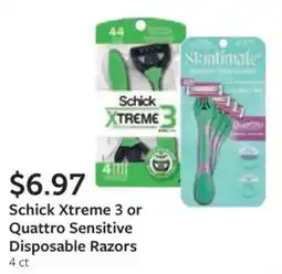 Fareway Schick Xtreme 3 or Quattro Sensitive Disposable Razors offer