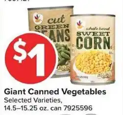 Giant Food Giant Canned Vegetables offer