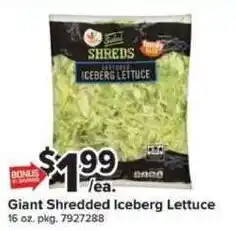 Giant Food Giant Shredded Iceberg Lettuce offer