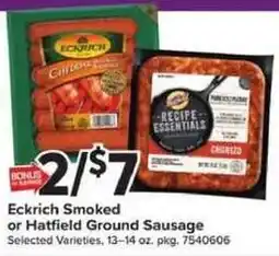 Giant Food Eckrich Smoked or Hatfield Ground Sausage offer