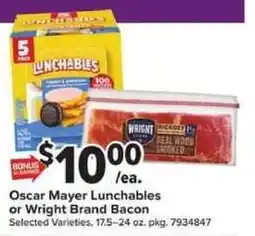 Giant Food Oscar Mayer Lunchables or Wright Brand Bacon offer