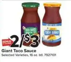 Giant Food Giant Taco Sauce offer