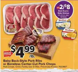 Giant Food Bob Evans Baby Back-Style Pork Ribs or Boneless Center-Cut Pork Chops offer