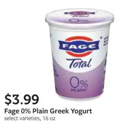 Fareway Fage 0% Plain Greek Yogurt offer
