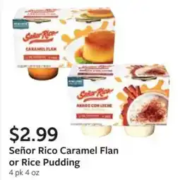 Fareway Señor Rico Caramel Flan or Rice Pudding offer