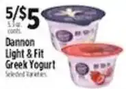 Pioneer Supermarkets Dannon Light & Fit Greek Yogurt offer
