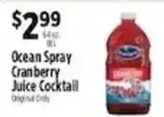 Pioneer Supermarkets Ocean Spray cranberry juice cocktail offer