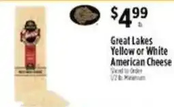 Pioneer Supermarkets Great Lakes Yellow or White American Cheese offer