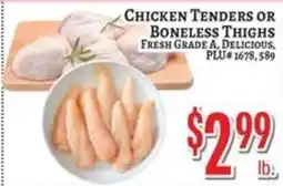 Trade Fair Supermarket Chicken Tenders or Boneless Thighs offer