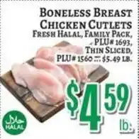 Trade Fair Supermarket Boneless Breast Chicken Cutlets offer