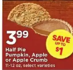 Cub Foods Half Pie Pumpkin, Apple or Apple Crumb offer