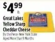 Pioneer Supermarkets Great Lakes Yellow Sharp Cheddar Cheese offer