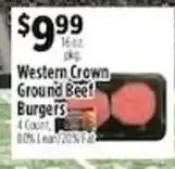 Pioneer Supermarkets Western Crown Ground Beef Burgers offer