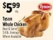 Pioneer Supermarkets Tyson whole chicken offer
