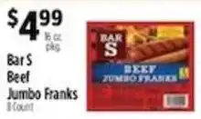 Pioneer Supermarkets Bar S Beef Jumbo Franks offer