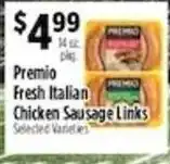 Pioneer Supermarkets Premio fresh italian chicken sausage links offer