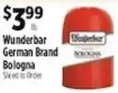 Pioneer Supermarkets Wunderbar German Brand Bologna offer