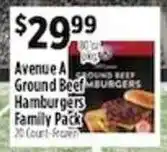 Pioneer Supermarkets Avenue A Ground Beef Hamburgers Family Pack offer