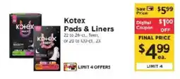 ShopRite Kotex Pads & Liners offer