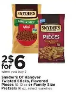 Cub Foods Snyder's of hanover twisted sticks, flavored pieces 10-12 oz or family size pretzels 16 oz. select varieties offer