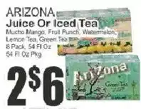Food Universe Arizona juice or iced tea offer