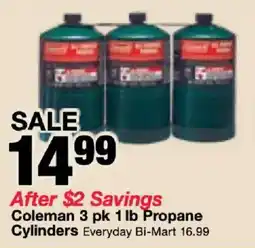 Bi-Mart Coleman 3 pk 1 lb Propane Cylinders offer