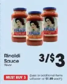Price Rite Rinaldi Sauce offer
