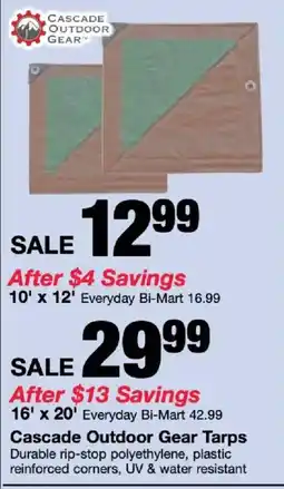 Bi-Mart Cascade Outdoor Gear Tarps offer