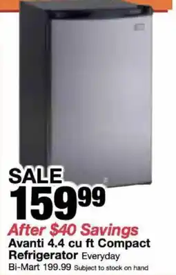 Bi-Mart Avanti 4.4 cu ft Compact Refrigerator Everyday offer