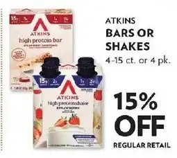 Reasors Atkins bars or shakes offer