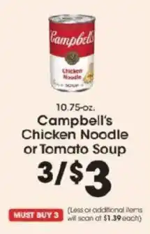 Price Rite Campbell's Chicken Noodle or Tomato Soup offer