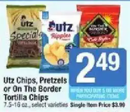 Shaw's Utz Chips, Pretzels or On The Border Tortilla Chips offer