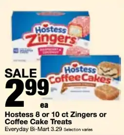 Bi-Mart Hostess zingers or coffee cake treats offer