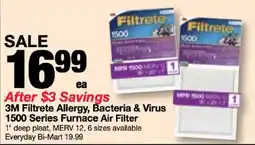 Bi-Mart 3m filtrete allergy, bacteria & virus 1500 series furnace air filter offer
