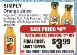 Food Universe Simply Orange Juice offer