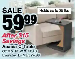 Bi-Mart Acacia C-Table offer