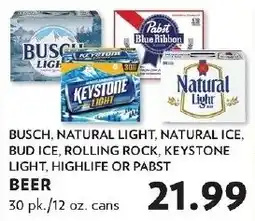 Reasors Busch, Natural Light, Natural Ice, Bud Ice, Rolling Rock, Keystone Light, Highlife or Pabst Beer offer