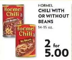 Reasors Hormel chili with or without beans offer