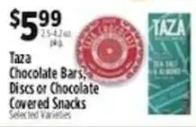 Pioneer Supermarkets Taza Chocolate Bars, Discs or Chocolate Covered Snacks offer