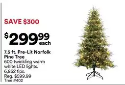 Michaels 7.5 ft. Pre-Lit Norfolk Pine Tree offer