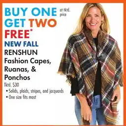 Boscov's NEW FALL RENSHUN Fashion Capes, Ruanas, & Ponchos offer