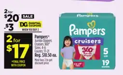 Dollar General Pampers Jumbo Diapers Cruisers 360° offer