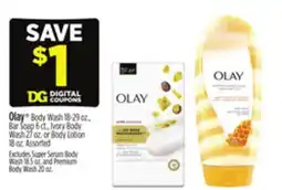 Dollar General Olay Body Wash 18-29 oz., Bar Soap 6 ct., Ivory Body Wash 27 oz. or Body Lotion 18 oz offer