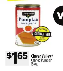 Dollar General Clover Valley Canned Pumpkin offer